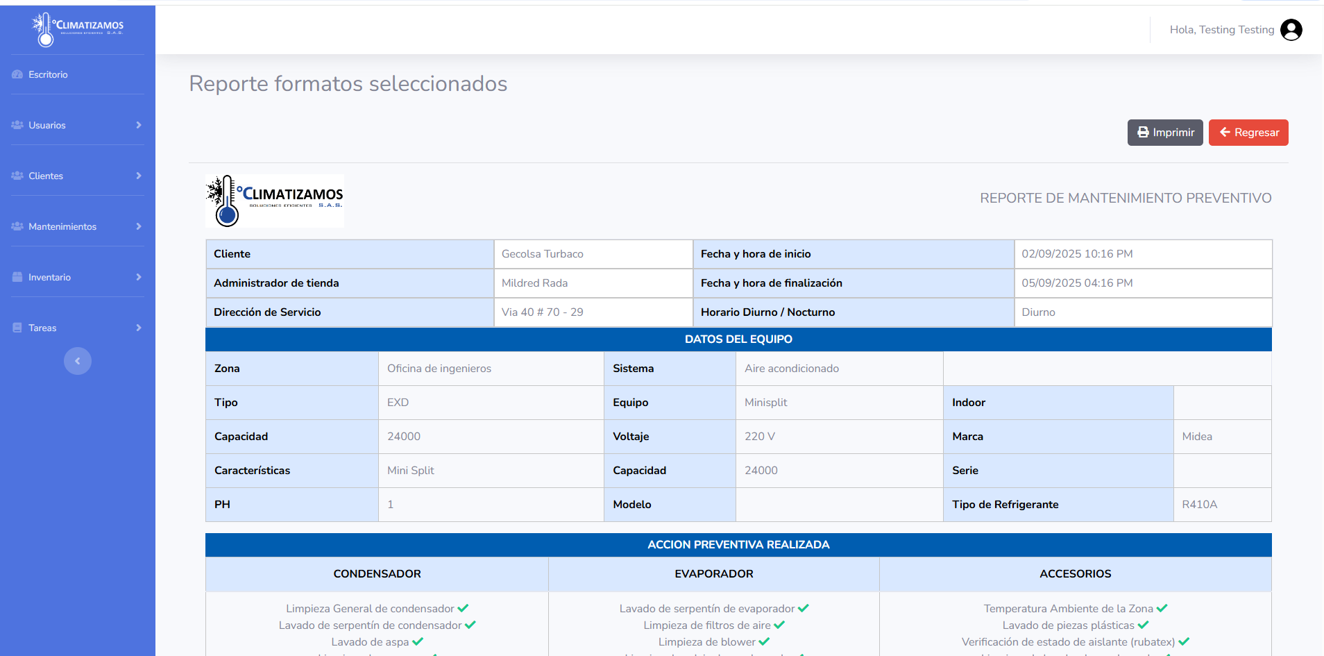 CRM Climatizamos SAS — sistema de gestión de mantenimientos